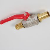 Kugelhahn mit Hebel, inkl. 2 Messingtüllen für Schlauch mit 3/4 Zoll